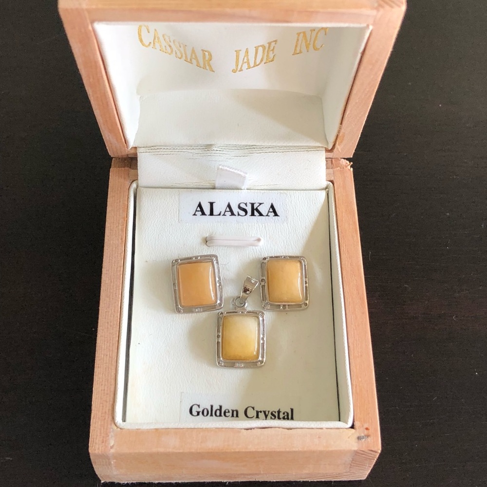 NWT Golden Silver Pendant & Matching Stud Earring